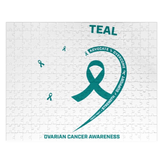 Teal Ribbon Ovarian Cancer Awareness Friend Jigsaw Puzzles
