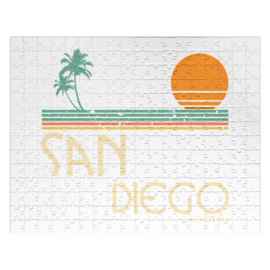 San Diego California Sunset Palms Jigsaw Puzzles