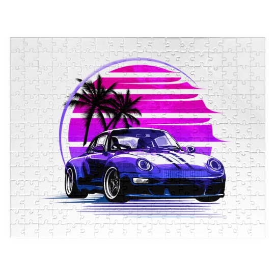 Vaporwave Sunset 80S Car Jigsaw Puzzles