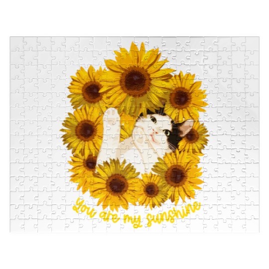 Cat Cat Sunflower T Cat Sunshine Jigsaw Puzzles