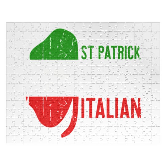 St Patrick Was Italian Shamrock Italy Flag Jigsaw Puzzles