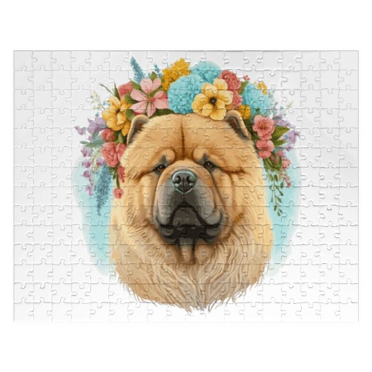 Cute Chow Chow Flower Crown Pet Dog Breed Floral P Jigsaw Puzzles