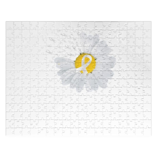 White Flower Ribbon Faith Hope Love Lung Cancer Aw Jigsaw Puzzles