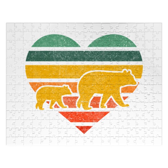 Mama Bear One Cub Heart Mothers Day Jigsaw Puzzles