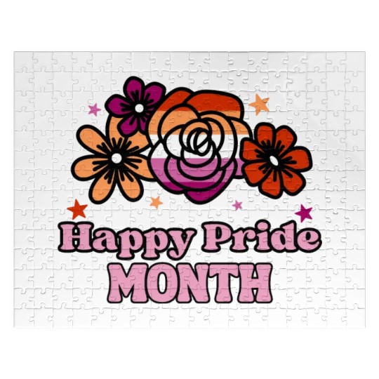 LGBTQ Lesbian Flag Flowers, Happy Pride Month Jigsaw Puzzles
