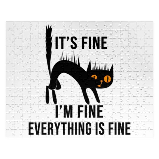 It'S Fine I'M Fine Everything Is Fine Cat Jigsaw Puzzles