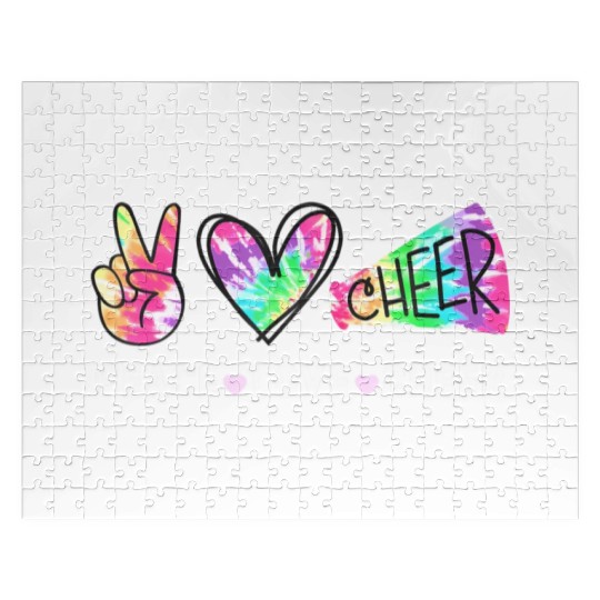 Peace Love Cheer Tie Dye Cheerleading Cute for Che Jigsaw Puzzles