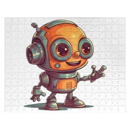 Cute waving robot illustration technology friendly Jigsaw Puzzles