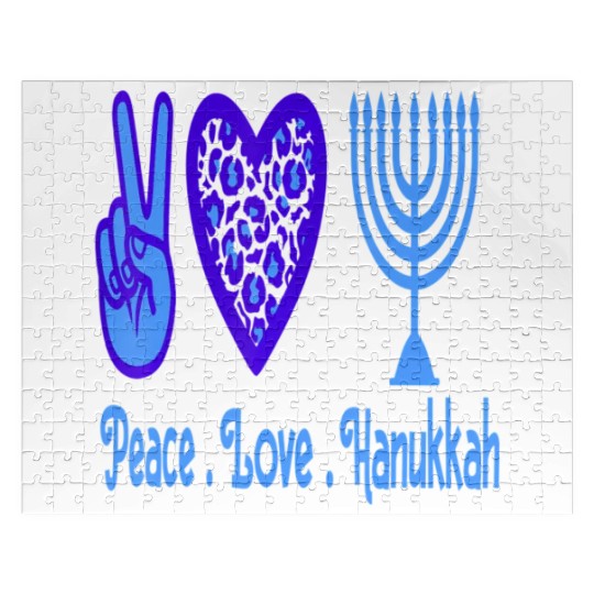 Peace Love Hanukkah 2021 Jewish Menorah Hanukkah C Jigsaw Puzzles
