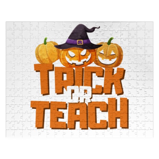 Trick Or Treat Teach Happy Halloween Pumpkins Jigsaw Puzzles