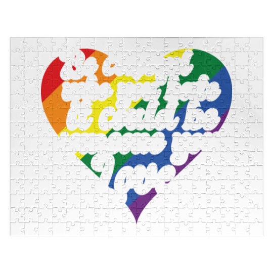 Be Careful Who You Hate Rainbow Heart Pride Flag Jigsaw Puzzles