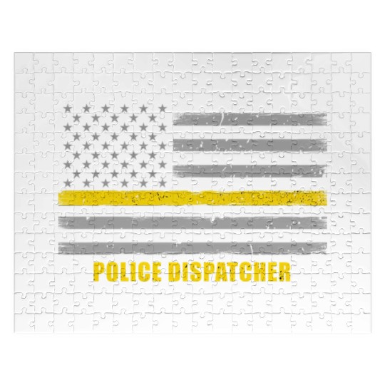 Police Dispatcher - Thin Gold Line Flag Jigsaw Puzzles