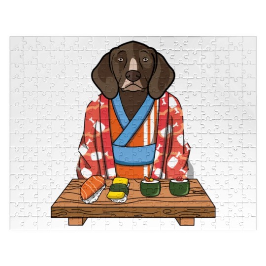 Kawaii Japanese German Shorthaired Pointer Kimono Jigsaw Puzzles