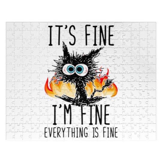 It'S Fine I'M Fine Everything Is Fine Cat Jigsaw Puzzles