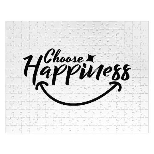 Choose Happiness Positive Affirmation Typography Jigsaw Puzzles