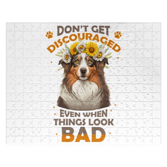 Flower Crown Australian Shepherd Mental Health Awa Jigsaw Puzzles