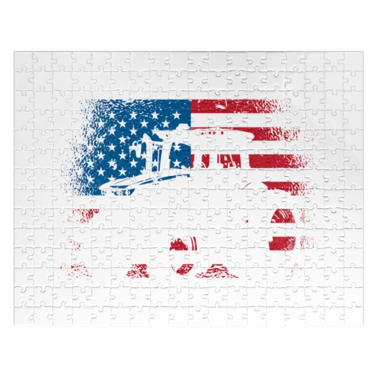Tractor Usa Flag For Patriotic Farmer Jigsaw Puzzles