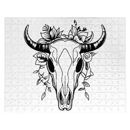 Cow Skull Boho Jigsaw Puzzles