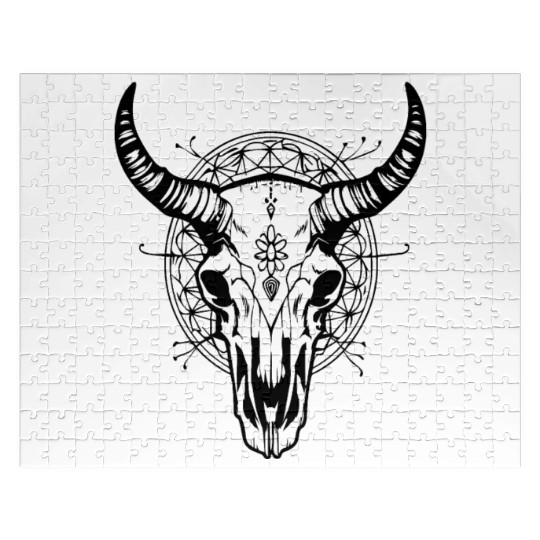 Cow Skull Boho Jigsaw Puzzles