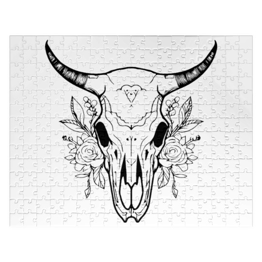 Cow Skull Boho Jigsaw Puzzles