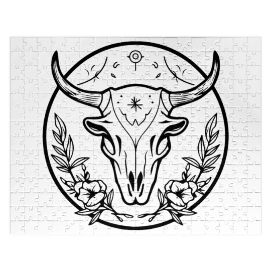 Cow Skull Boho Jigsaw Puzzles