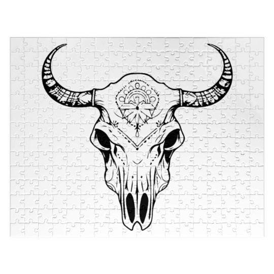 Cow Skull Boho Jigsaw Puzzles