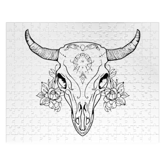 Cow Skull Boho Jigsaw Puzzles