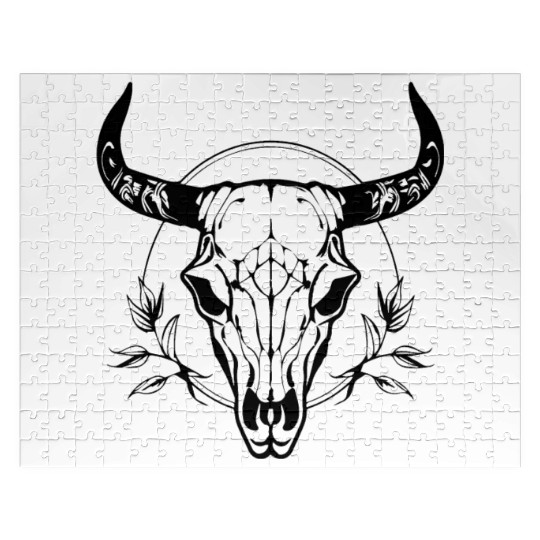 Cow Skull Boho Jigsaw Puzzles