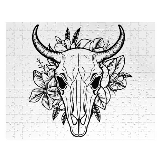 Cow Skull Boho Jigsaw Puzzles