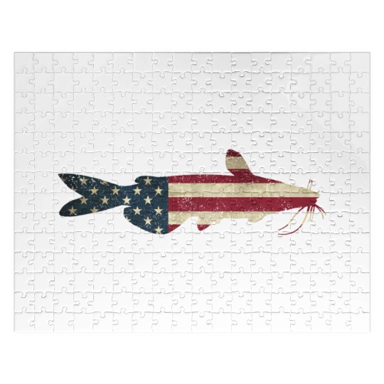 Catfish American Flag Catfishing Patriotic Fisher Jigsaw Puzzles