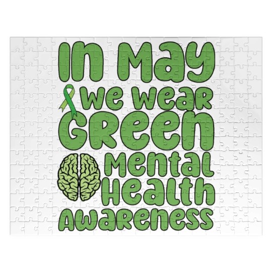 In May We Wear Green Mental Health Awareness Jigsaw Puzzles