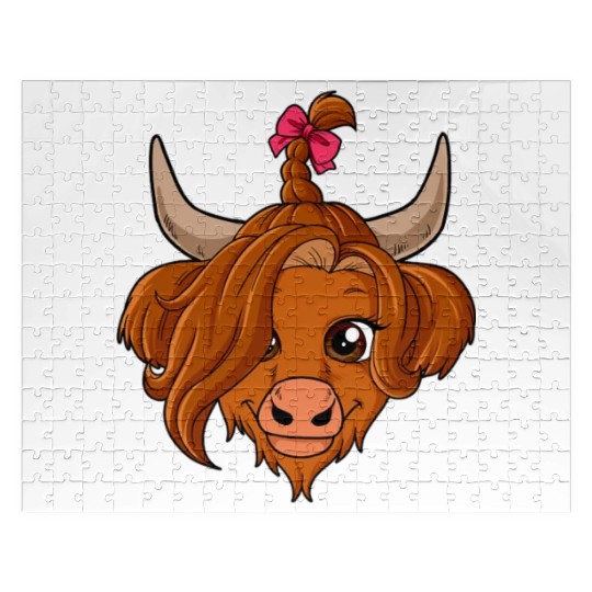 Scottish Highland Cow Cute Heifer Highland Cow Far Jigsaw Puzzles