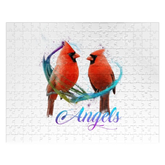 Cardinal Bird I Believe There Are Angels Among Us Jigsaw Puzzles