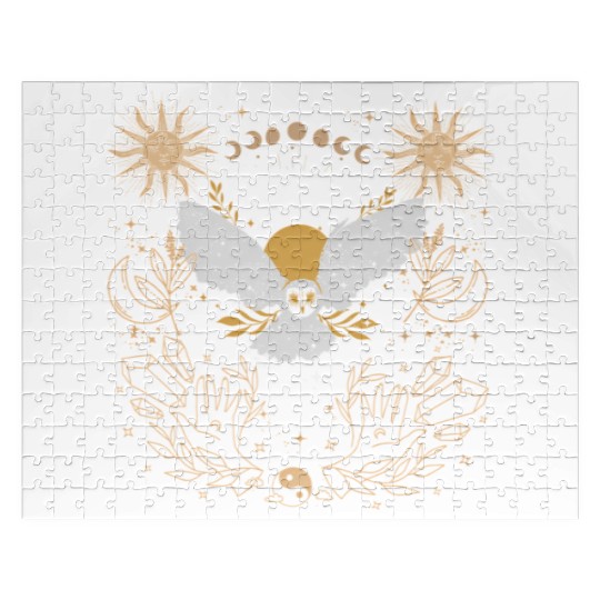 Dark Academia Tarot Card Sun Moon Crystals Owl Jigsaw Puzzles
