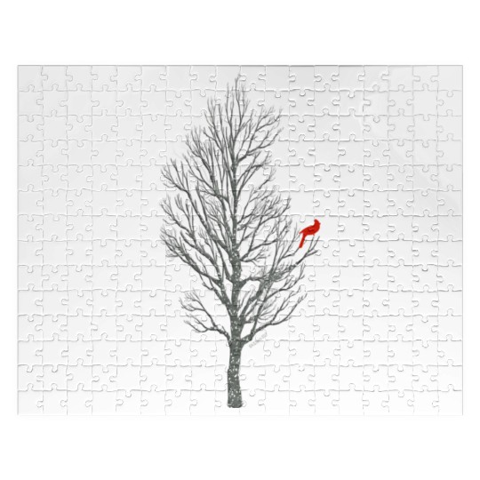 Winter Tree W Cardinal Bird Jigsaw Puzzles