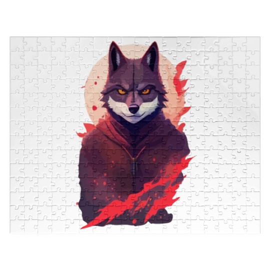 Ninja Style: The Cute Wolf Face with a Twist of Me Jigsaw Puzzles