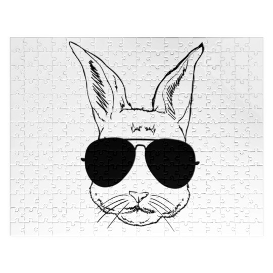 Bunny Face With Sunglasses Easter Day For Jigsaw Puzzles