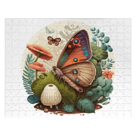Cottagecore Butterfly Mushroom Plants Botanic Herb Jigsaw Puzzles