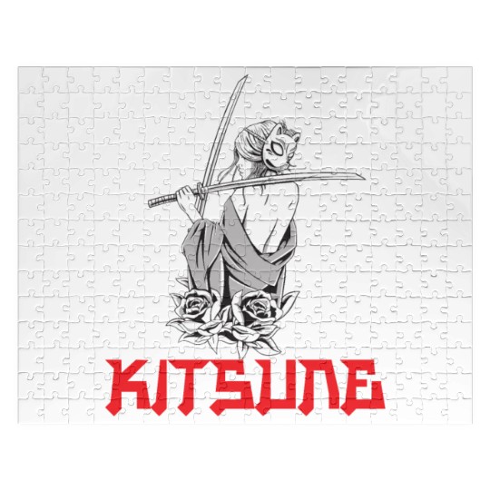 Kitsune Mask Japan Anime Kumiho Manga Fox Otaku Jigsaw Puzzles