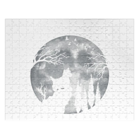 Yorhire Terrier Full Moon At Night Pet Jigsaw Puzzles