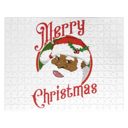 Black Merry African American Santa Claus Jigsaw Puzzles