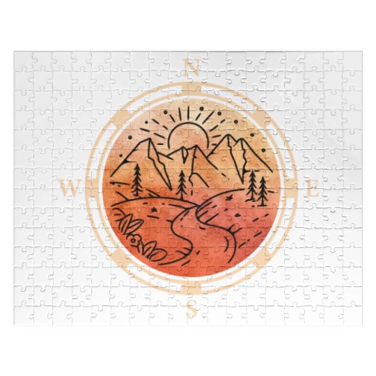 Hiker Mountains Compass climbing Mountaineering Jigsaw Puzzles