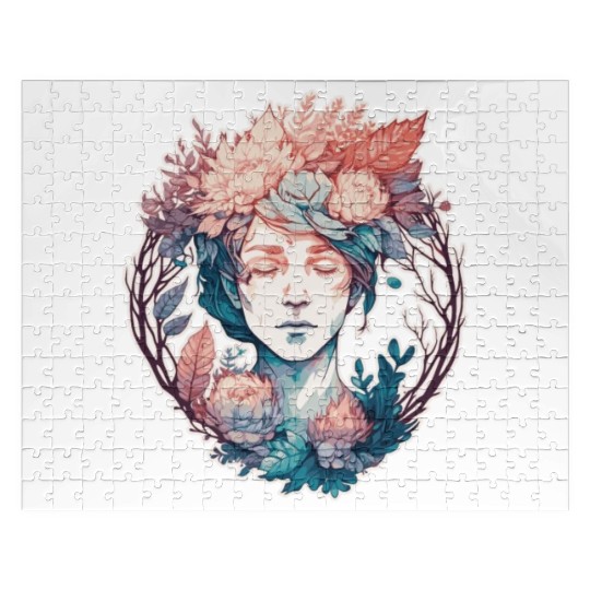 Spring Flower Crown Girl Cottagecore Fairy Aesthet Jigsaw Puzzles