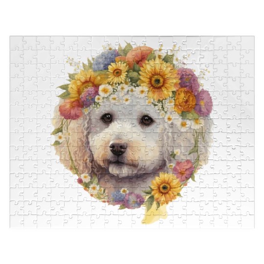Watercolor Bichon Frise Sunflower Dog Breed Pet Pu Jigsaw Puzzles