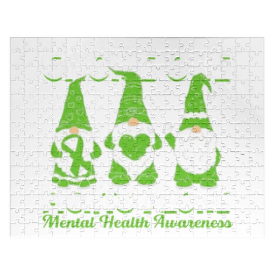 Gnome One Fights Alone Mental Health Awareness Jigsaw Puzzles