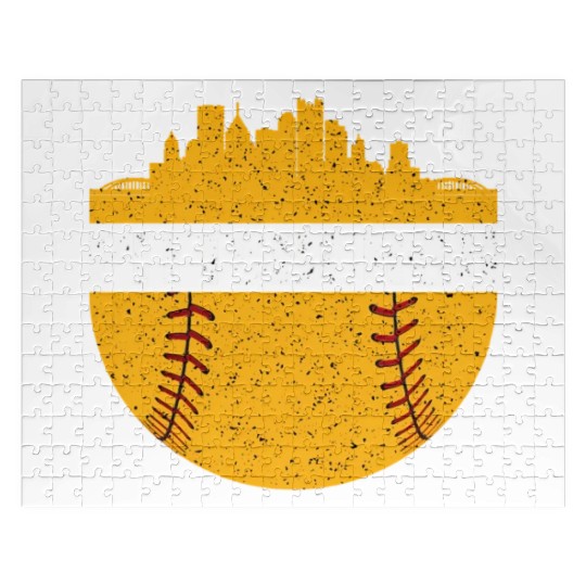 Pittsburgh Baseball Cityscape Distressed Novelty Jigsaw Puzzles
