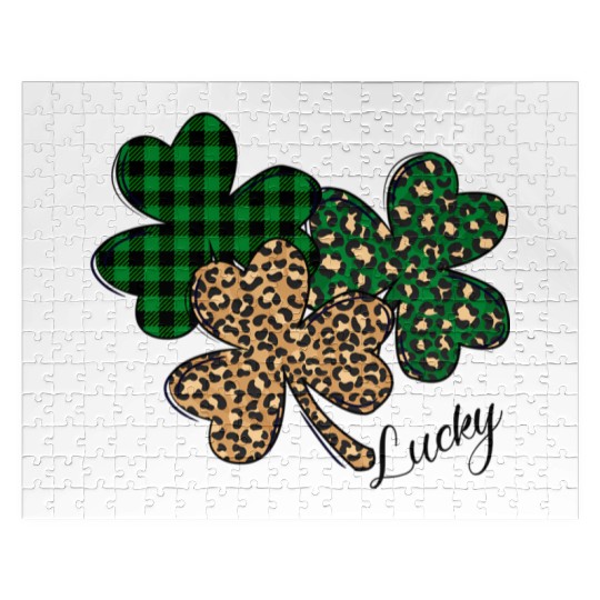Lucky Leopard Shamrock St Patric Day Jigsaw Puzzles