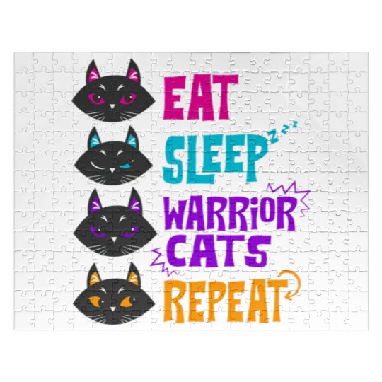 Eat Sleep Cat Warrior Repeat Cat Warrior Love Cats Jigsaw Puzzles