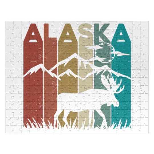 Alaska Moose Retro Vintage Alaskan Moose Souvenir Jigsaw Puzzles