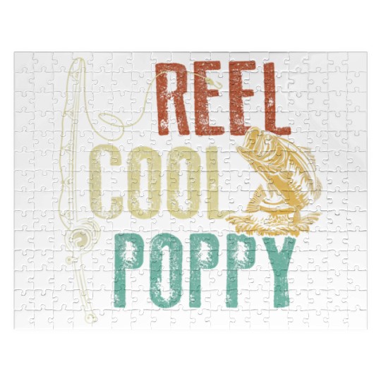 Reel Cool Poppy Fishing Grandpa Fathers Day Fisher Jigsaw Puzzles